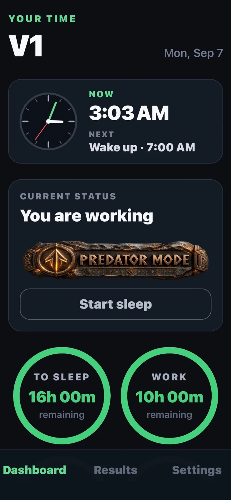 V1 Discipline — Inside the app